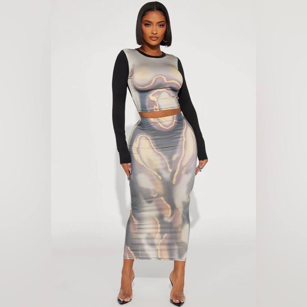 Fashion Nova Long Sleeve Skirt Set